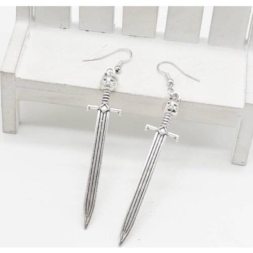 Long Sword Earrings, Samurai Earrings, Cat Sword Earrings, Pagan Alternative Gothic Classic Tarot Women Gift Jewelry