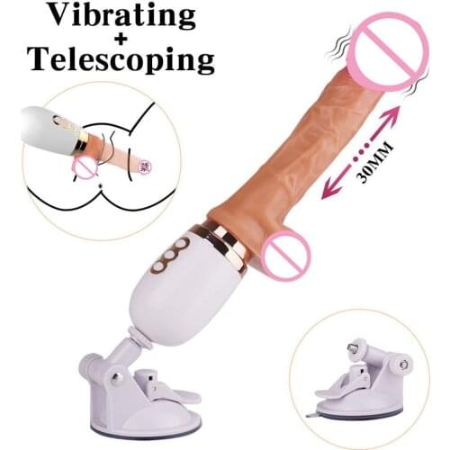 Automatic Thrusting Dildo Realistic Dildo Telescopic Vibrator With Suction Cup Sex Toys Masturbation Machine for Women PJ0038