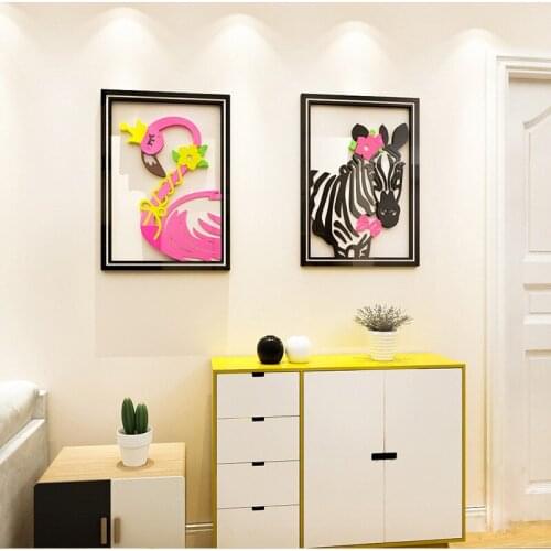 Flamingo 3D Acrylic Wall Stickers Dormitory Room Bedroom Layout Wall Stickers Porch Mural Background Wall Decoration Stickers