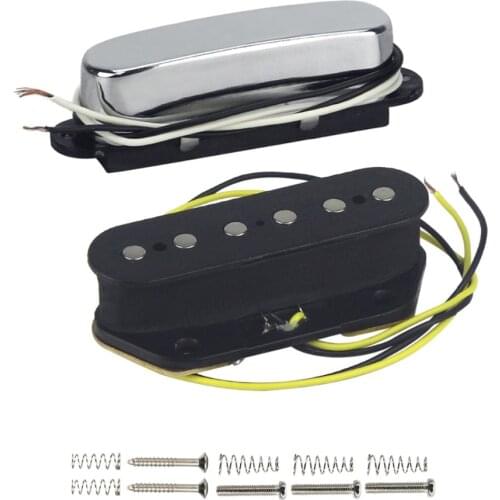 FLEOR Tele Pickups Set of Neck & Bridge Pickup Ceramic Magnet Guitar Parts, Chrome /Golden Choose