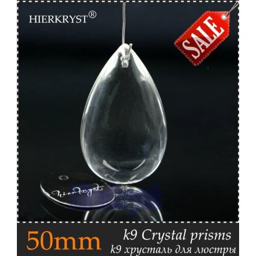 HIERKYST 20 pcs K9 Glass Crystal Prisms Pendants Chandeliers Parts Lustres Rainbow Lamp Lighting Hang Drops Clear 50mm #1947-1A