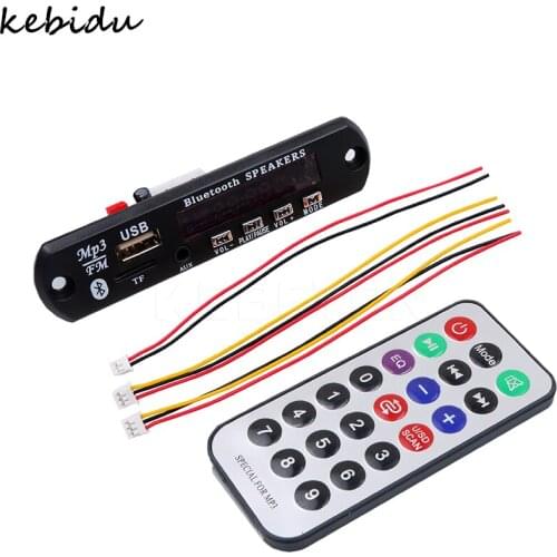 KebiduMP3 Player Decoder Board Bluetooth Wireless 5V 12V WMA Audio Module USB TF Radio Red Digital LED With Remote controller