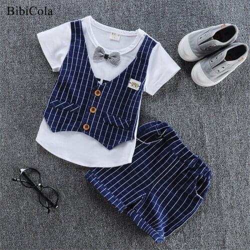 Bibicola Baby Boy Summer Clothes Set for Toddler Infant Turn-down Collar Short Sleeve Tshirt + Shorts Boy Suit 1 2 3 4 Years