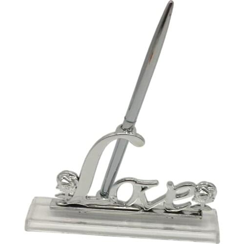 Creative Romantic Signing Pen Rose Flower Feather Love Holder Wedding Favor Gift