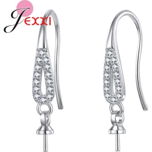 Hot Sale Women 925 Sterling Silver Simple Earrings 3 Styles Long Hook Earring Accessories for Engagement/Anniversary Party