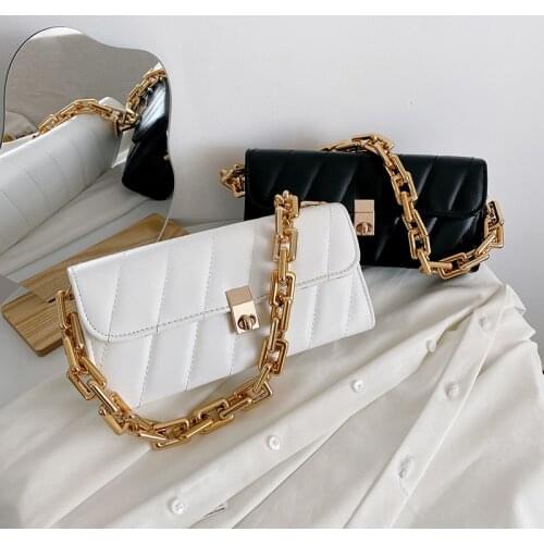 Hot Sale Ladies Shoulder Bags with Gold Chain Woman Trend Leather Handbags Fashion Top Handle Bags for Summer Holiday