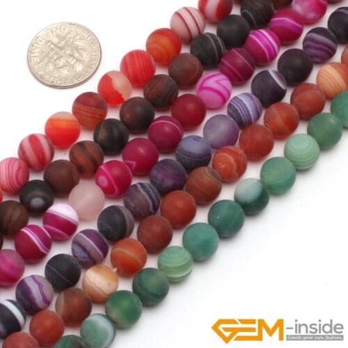 Frosted Accessorries Stripe Agates Round Beads For Jewelry Making 15" DIY Bead For Bracelet Necklace Jewelry For Women Gifts