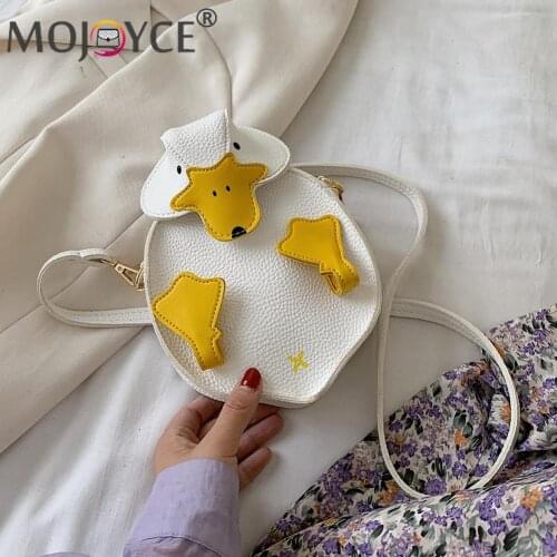 Fashion Cartoon Pattern Patchwork PU Leather Small Handbags Casual All-match Women Cut Duck Shape Zipper Shoulder Crossbody Bag