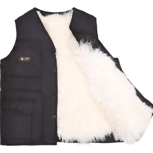 Man Autumn Plus Size Solid Sleeveless V-neck Sheepskin Fur Thick Down Parkas Male Winter Oversized Loose Warm Fur Down Jackets