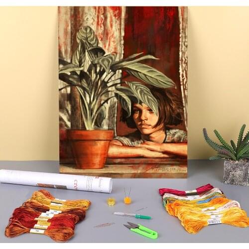 Portrait The Cleaner Printed Canvas 11CT Cross Stitch Kit Embroidery DMC Threads Handmade Sewing Knitting Craft Wholesale