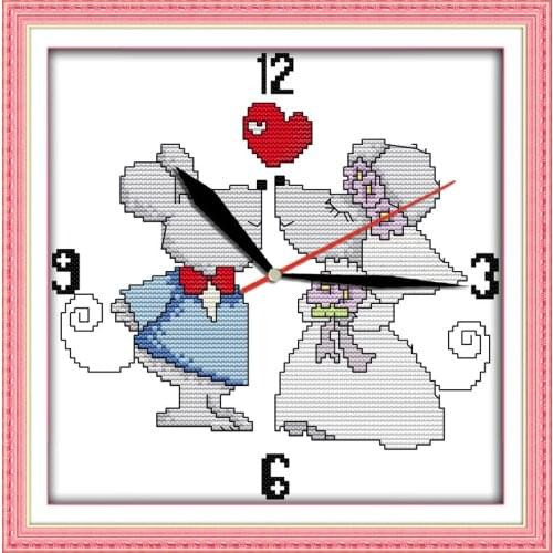 The wedding of rats cross stitch kit 14ct 11ct count print canvas wall clock stitches embroidery DIY handmade needlework plus