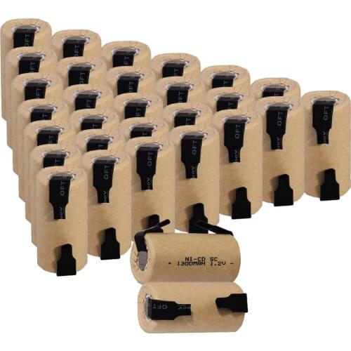 30 pcs SC 1300mah 1.2v battery NICD rechargeable batteries for emergency light toy equipment power for electric screwdriver