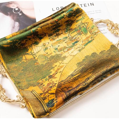 Women 100% Silk Square Scarf 195x88cm Twill Printed Neck Scarf Kerchief Ladies 16mm Hangzhou Silk Bandana Seda Bufanda Mujer
