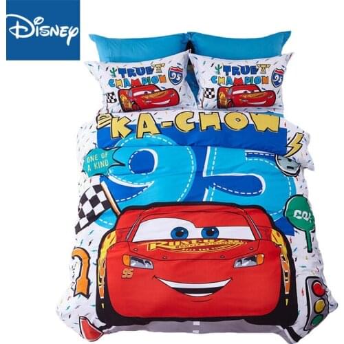 Disney cartoon bedding lightning Mcqueen car bed linen kid home textile autumn winter bedspread queen size bed set 4pcs hot sale