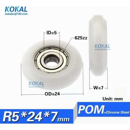 [R0524-7] Factory Directly Sale 625zz bearing nylon roller plastic sliding door wheel bread maker bearing 24MM wheel