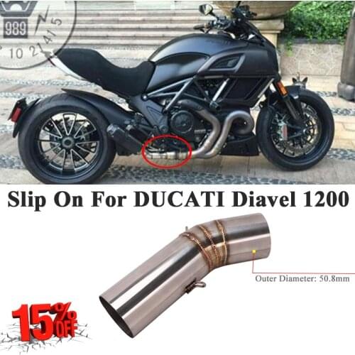Slip On For DUCATI Diavel 1200 Motorcycle 60mm Exhaust Escape Modified Moto Middle Connect Link Pipe Without Yoshimura Muffller