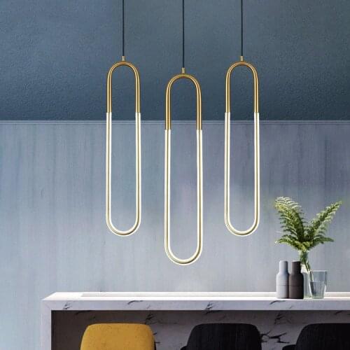 Modern Minimalist Creative Nordic Bedroom Bedside U-shaped LED Light Restaurant Bar Single Head Chandelier Lamps