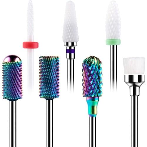 Nail Drill Bits 7PCS Acrylic Cuticle Nails Art Files Manicure Pedicure Tools 3/32"For Electric Files Drill Machine Manicure