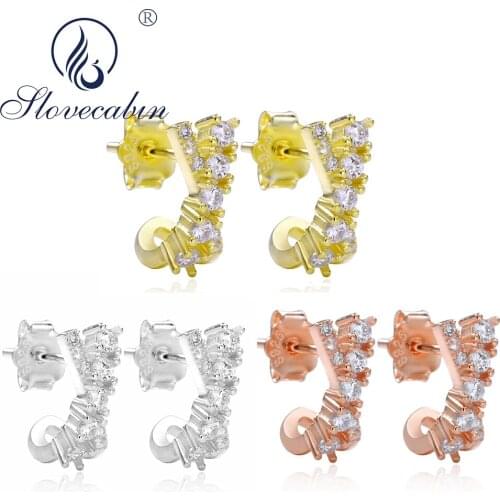 Slovecabin Original 925 Sterling Silver 2020 New Cross Stud Earring For Women Fashion Rock Punk Zircon CZ Pave Luxury Jewelry