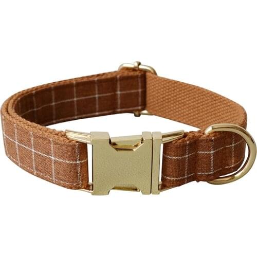 Grid 06 Leser Engraved Dog Collar Retailing Cool Plaid Collar Handmade The Deep Plaid Traction Rope