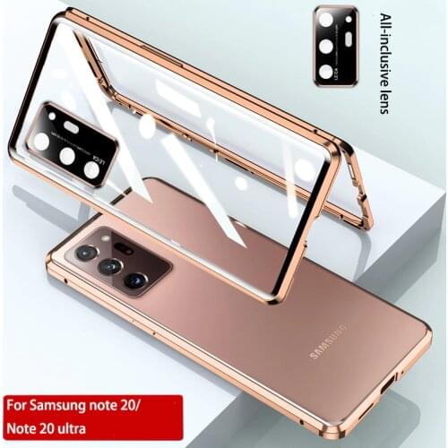 Protective Case For Samsung Note 20 Ultra Case Shockproof Cover Magnetic Metal Bumper Glass For Galaxy S20+ Note 20 Ultra Case