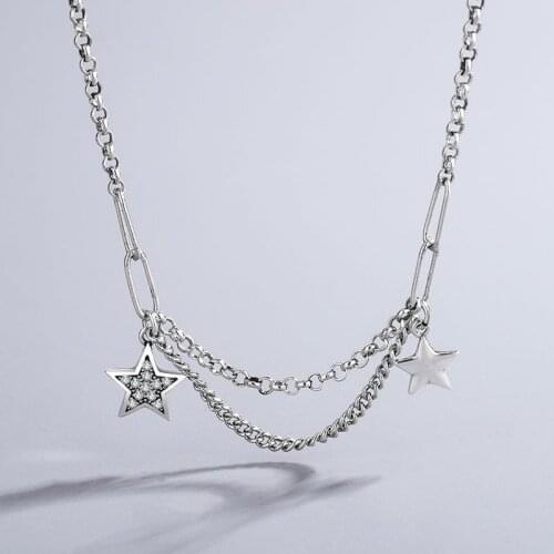 VENTFILLE 925 Sterling Silver Retro Star-shaped Female New Temperament Personality Hip-hop Simple Necklace
