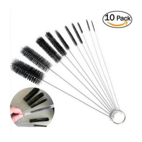 Household Cleaning 10Pcs Set Brand New Nylon Straw Brush Cleaner Bottle Tube Pipe Small Long