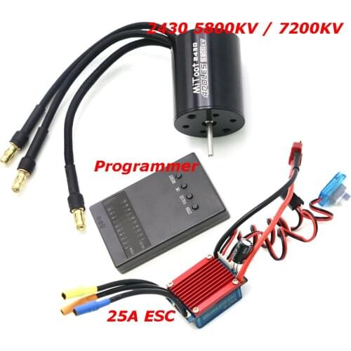 2430 5800KV / 7200KV 4P Brushless Motor & 25A Brushless ESC W/Programmer Card Speed Controller Combo for 1/16 1/18 RC Car Truck