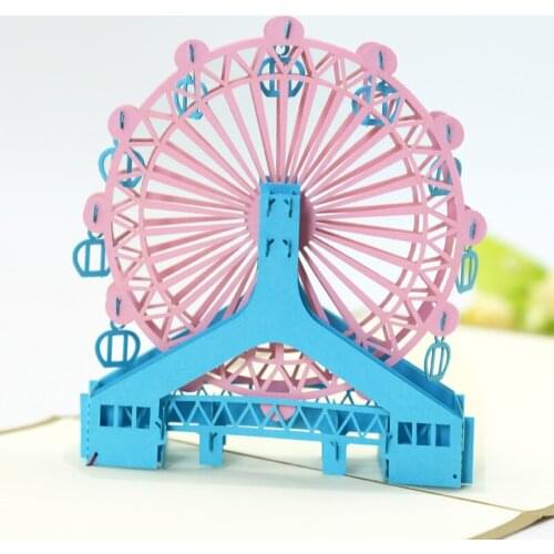 3D Stereo Greeting Card Envelope Stickers Creative Ferris Wheel Cards Laser Cutting Postcard