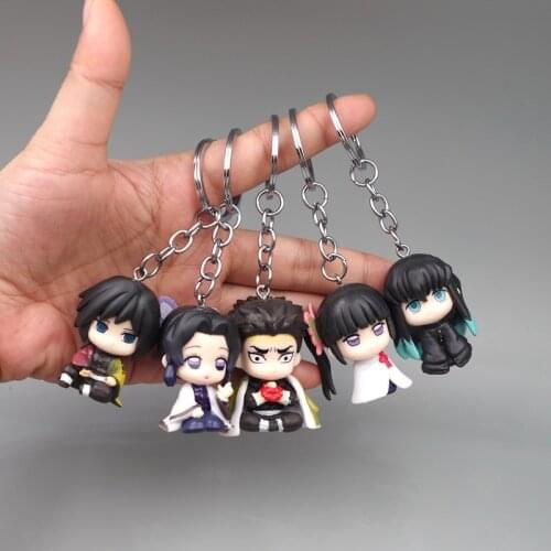 5pcs Demon Blade Keychain Anime Kimetsu No Yaiba Figure Tanjirou Nezuko Action Figure Demon Slayer Figurine Toy Gift