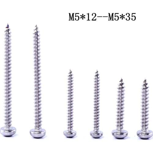 5pcs Stainless steel Phillips pan head self tapping screw round head screw M5*12--M5*35