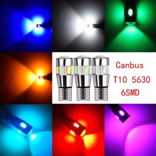 50Pcs/Lot Car Bulbs Canbus T10 W5W 5630 6SMD Led For Auto License Plate Light Clearance Lamp 12V