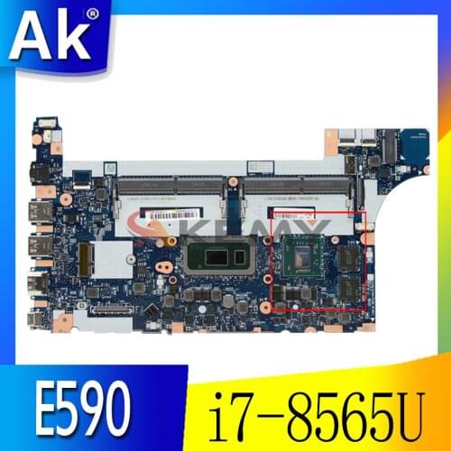 Akemy FFor Lenovo Thinkpad E590 E490 Notebook Motherboard NM-B911 CPU i7-8565U GPU RX550 Tested testing FRU 02DL815 5B20V81854