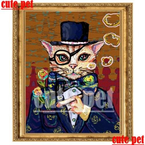 Cute pet Diamond Painting diy Cat army general painting toolbox No Frame gift decorative 3d5d full diamond painting embroidery