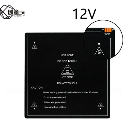 Aluminium heatbed MK3 310*310*3mm 12 24V black MK3 hotbed latest Aluminum 3d heated bed for Hot-bed Support 12V (310x310x3.0mm)