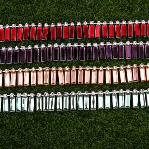 Free Shipping 5 yards Crystal Rhinestone Trim, Rhinestone Applique, Wedding Applique,Rhinestone Chain MALI045