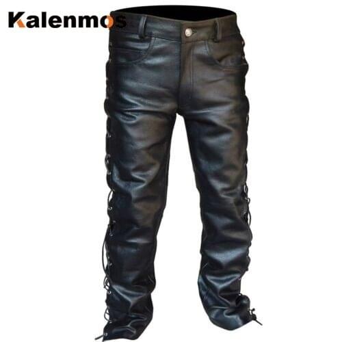 Medieval Leather Pants Men Gothic Long Plus Size Retro Maxi Shirt Punk Cosplay Costume Middle Ages Party Masquerade Large Pants