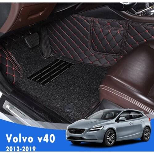 For V40 2019 2018 2017 2016 2015 2014 2013 Luxury Double Layer Wire Loop Car Floor Mats Carpets Auto Covers For Volvo