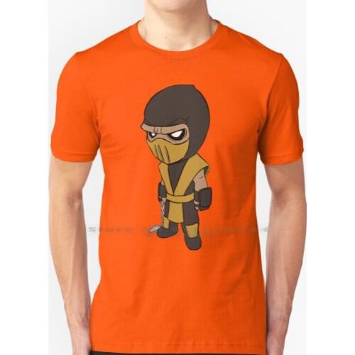 Scorpion T Shirt 100% Pure Cotton Mortal Kombat Scorpion Sub Zero Fighting Playstation Gaming Video Games Ice Snow Fire Hell