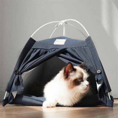 Cat Nest Clothwork Pet Tent Pet Supplies Kennel Cats Litter Detachable Linen Tent Gift Removable Durable Cotton Game House fossa