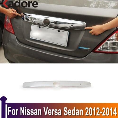 For Nissan Versa Sedan 2012 2013 2014 Chrome Rear Trunk Lid Cover Trim Tailgate Strip Back Door Boot Garnish Accessories