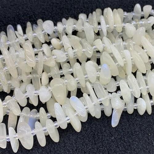 Veemake Moonstone Slabs Slices Stick Teeth Drill Side Comb Beads For Jewelry Making Natural Necklace Bracelets Earrings 06879