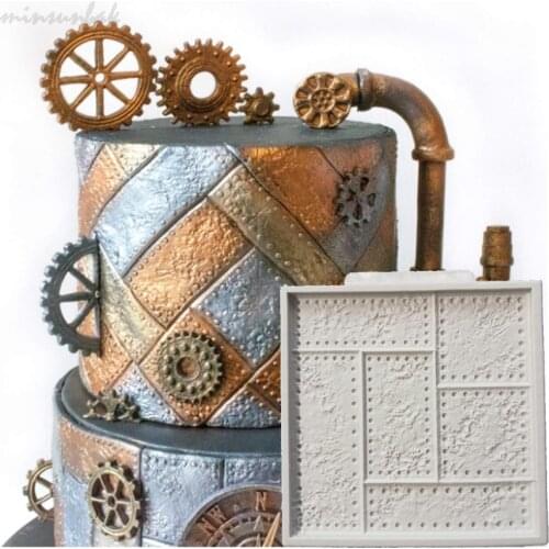 Minsunbak Riveted Metal Plate Silicone Mould DIY Cake Fondant Mold Chocolate Gumpaste Baking Tools