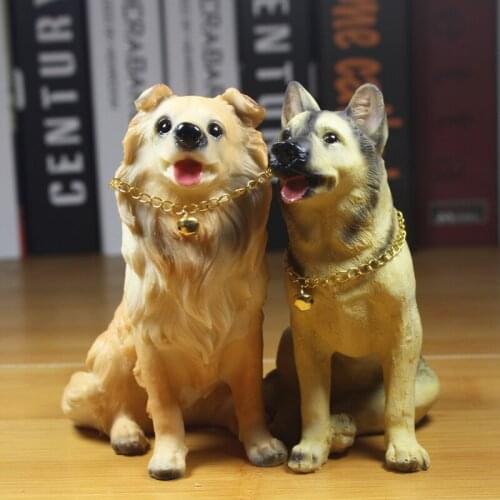 The dog model simulates the dog decoration Animal resin handicraft cowboy model Halloween Crafts Arts decoration