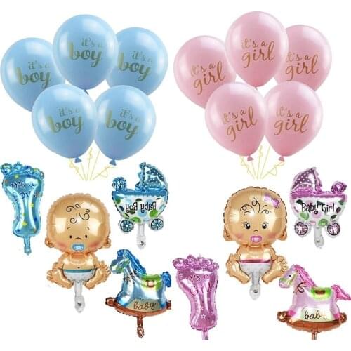 15Pcs It is A Girl Boy Foil Latex Balloons Set Kid Baby Shower Favor Air Globe Toys Birthday Party Decoration Supplies