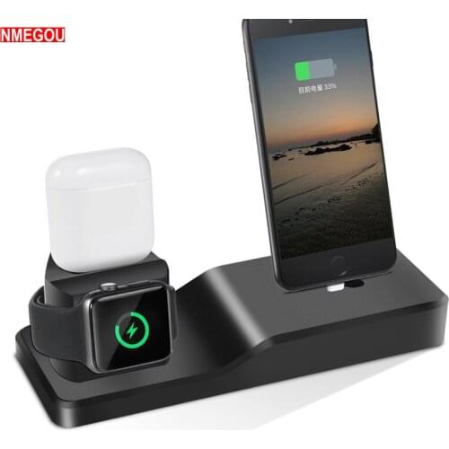 3 In 1 Charging Dock Holder for Iphone X XR XS Max 7 8 6 Plus Silicone Charging Desk Stand Dock Station for Apple Watch Airpods