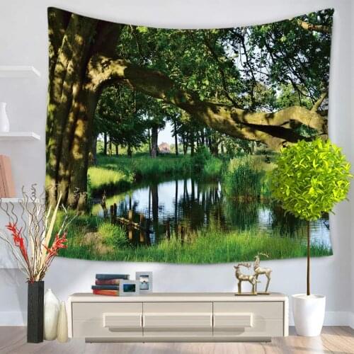 Natural forest Green-planted tapestry wall blanket Tree of Life Green Ring Protects eyes Home bedroom decoration