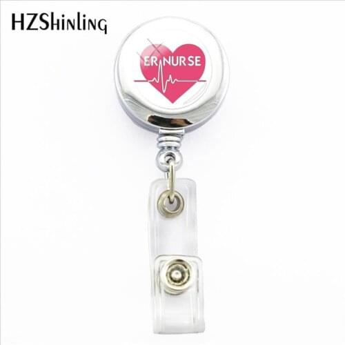 2018 New ER Nurse Badge Holder Trendy Symbol I Love Emergency Department ID Card Holders With Clip Glass Office Badges
