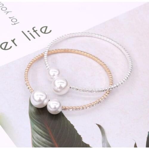 New Arrived 2pcs/lot Perle Crystal Bracelet 7inch Luxury Bangle for Girls Friends Gifts Party Decoration