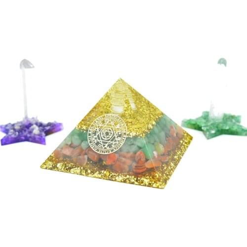 Aura Orgon Pyramid Seven Chakras Stone Orgonite Energy Crystals Original Home Office Decor Resin Reiki Gift Decoration